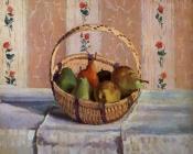 Still Life, Apples and Pears in a Round Basket - 卡米耶·毕沙罗
